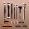 Set de Pinceles de Maquillaje Doble Cara Transfronterizo Europeo y Americano, Pincel para Base tipo Almohada, Pincel para Polvo de Rubor, Pincel de Maquillaje Color Café, Herramientas de Belleza