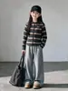 Conjunto de otoño para niña: chaqueta con capucha a rayas, ropa de moda para adolescentes, ropa de otoño para niños, cárdigan suéter