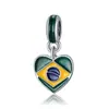 Explosiones Transfronterizas Colgante Bandera Panjia Pulsera Collar Colgante Casero DIY en Forma de Corazón Bandera Nacional Copa del Mundo