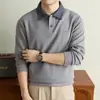Camisa polo de punto de mezcla de lana de manga larga para hombre, nuevo estilo otoño e invierno 2026, casual, a la moda, versátil, suéter con cuello de solapa para hombre