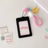 Porta-Cartões de Couro Estilo Coreano Hisocute com Display para Foto Polaroid 3 Polegadas Cartão de Refeição Estudantil Identificação de Trabalho Pingente Anti-Perda