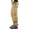 Calça de Trabalho 2026 de Algodão Puro para Homens, Corte Amplo, Tamanho Grande, Calça Casual, Marca Tendência, Calça Longa com Múltiplos Bolsos, Calça de Trabalho