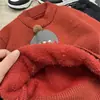 Ropa de punto para niños Todo en uno Terciopelo Ropa de invierno Niños Ropa de punto festiva roja Bebé Camiseta interior con forro polar Ropa para niños