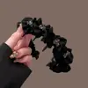 Faixa de Cabelo Preta de Luxo para Mulheres 2026 Novo Estilo Faixa de Cabelo Plissada com Coroa Alta Presilha Ondulada de Princesa Parisiense