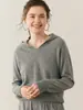 Nova Blusa com Capuz de Caxemira Outono/Inverno 2025 para Mulheres, Suéter com Capuz de Malha Slim Fit Soltinho, Jaqueta Camada Base para Mulheres