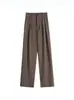 Calça de Terno 2024 Feminina de Alta Qualidade Caída Primavera e Outono Nova Elegante Cintura Alta Reta Casual Estreita Perna Larga