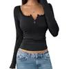 2026 Europeo y Americano Transfronterizo Amazon Nuevo Otoño e Invierno Encaje Botón Cuello en V Moda Delgado Manga Larga Top Ropa de Mujer Sin
