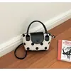 Bolsa de mão feminina estilo coreano com laço e bolinhas, artística, bolsa quadrada pequena da moda, bolsa transversal versátil para o dia a dia