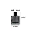 Frasco de perfume quadrado de vidro com gradiente azul e bico spray preto, frasco vazio para perfume masculino, frasco de perfume de vidro para decantação