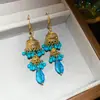 Pendientes de Aro Vintage de Cristal con Aguja Plateada Estilo Étnico Modernos Pendientes de Botón de Lujo Ligero con un Diseño Único Pendientes Versátiles para Mujer