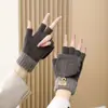 Guantes Cálidos Transfronterizos para Mujer en Otoño e Invierno Plegables para Ciclismo Lindos de Invierno para Estudiante de Cinco Dedos Tejidos de Invierno Pueden Separar los Dedos