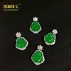 Colgante Pequeño Buda con Incrustaciones de Calcedonia Verde Emperador de Hielo Moda Simple Ágata Verde Jade Buda Maitreya Colgante