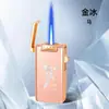 Isqueiro Portátil de Disparo Direto com Aparência Premium, Padrão Aurora Colorido da Moda, Isqueiro à Prova de Vento com Chama Azul, Venda por Atacado de Presentes