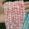 Polvo de Flor de Durazno Cuentas Sueltas, Jade Persa Rosa Blanco Cuentas Sueltas, Polvo de Durazno Optimizado Cuentas Redondas, Pulsera Semi-Terminada Accesorios para Joyería DIY