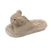 Nuevas pantuflas de oso de dibujos animados de suela plana y peludas 2026, antideslizantes para uso en interiores, también se pueden usar al aire libre, pantuflas de algodón de punta abierta