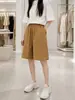 Fornecimento Exclusivo Transfronteiriço de Shorts de Algodão e Linho para Mulheres, Calças Casuais Largas de Cintura Alta Soltas de Verão, Calças de Linho Retas de Cinco Pontos para Mulheres