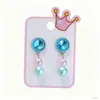 Pendientes Perforados Infantiles Transfronterizos Lindos Dibujos Animados Amor Corona Flor Lazo Anti-Dolor Clip para Oreja Pendientes Venta al por Mayor
