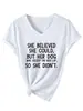 Ella creía que podía Amazon eBay Estación Independiente Moda Casual Cuello en V Manga Corta Camiseta para Mujer
