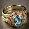 Cao Shi Estilo Europeo y Americano Dama de Palacio Accesorios de Alta Gama Princesa Anillo Elegante Mujer Metal Calado Imitación Oro Estilo Ins