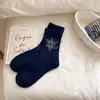 Série Azul Marinho Nova Outono/Inverno Urso com Laço Estilo Coreano Meia-Calça Quente Espessa de Lã Venda por Atacado
