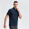 Camisa Polo Masculina Sem Costura de Seda de Gelo Mais Vendida no Exterior com Tecnologia Negra de Toque Gelado, Polo Masculino de Manga Curta em Estoque com Impressão de Logo