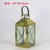 Lampião de Vento Estilo Europeu Suporte de Vela de Aço Inoxidável Lanterna de Vidro Dourada Lâmpada à Prova de Vento Lâmpada de Manteiga para Exterior Ornamento de Decoração