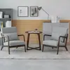 Sofá de Tela Minimalista Nórdico para Ocio, Desmontable y Lavable, de un Solo Asiento, Adecuado para Apartamentos Pequeños, Sala de Estar, Balcón, con Juego de Mesa y Sillas de Madera Maciza