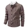 Otoño Invierno Nuevo Suéter de Punto Grueso con Cuello Alto para Hombre, Talla Grande, Chaqueta Cardigan Casual de Moda