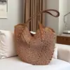 Bolso de Paja de Papel Personalizado, Estilo de Moda de Verano, Bolso Tejido para Vacaciones en la Playa, Gran Capacidad, Bolso de Hombro Tote a la Moda