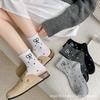Meias Empilhadas de Renda com Laço de Bolinhas 2024 Absorventes de Suor Meia-Calça Média Meias de Meia-Calça Doces Japonesas para Mulheres Tendência