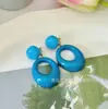 Pendientes Franceses Retro Estilo Hong Kong Blanco Cremoso Exagerados Pendientes de Pintura al Óleo Perezosa Pinza para Oreja para Mujer