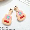 Novo Resin Brilhante Colorido Ukulele Guitarra DIY Artesanal Grampo de Cabelo Chaveiro Pingente de Bolsa Acessórios de Joias