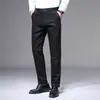 Pantalones Casuales de Algodón Puro de Gama Alta para Hombre Primavera y Otoño Sueltos Rectos Elásticos Pantalones de Hombre Otoño e Invierno Forrados de Felpa Engrosados Pantalones Casuales
