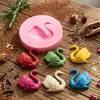 Molde de Silicona de Cisne Rosa Tridimensional, Molde para Fondant y Chocolate, Accesorios para Decoración de Pasteles de Boda, Molde para Hornear
