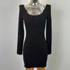 Moda Femenina Coreana Dongdaemun para Exportación, Muy Elegante para Otoño e Invierno, Escote Amplio Sexy, Hombros Descubiertos, Corte Ajustado, Bodycon, Mangas Largas