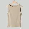 Chaleco de Algodón Puro con Forma de I para Primavera y Verano, Cuello de Un Solo Carácter para Mujer, de Tirantes Colgantes, Adelgazante, Hilo Interior, Sin Mangas, Camiseta Base, Top de Tirantes