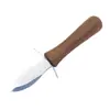 Cuchillo para ostras crudas de acero inoxidable al por mayor cuchillo para ostras cuchillo de palanca de acero inoxidable utensilios de cocina cuchillo para abrir vieiras mango de madera cuchillo para abrir ostras