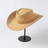 Sombrero vaquero de paja de ala ancha con pliegues, informal, de moda, para primavera y verano, sombrero para el sol para exteriores y playa