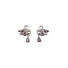 Pendientes Colgantes de Cisne con Zirconia de Aguja Plateada Forma de Gota de Agua Pendientes de Nicho de Alta Gama Exquisitos Dulces Elegantes Pendientes de Temperamento para Mujer