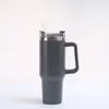 Copo Térmico Personalizado W para Viagem, 40oz, Grande Capacidade, com Alça, Porta-Copos de Carro, Dupla Camada de Aço Inoxidável, Copo de Gelo com Canudo