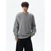 Suéter masculino de tricô com gola redonda e cor contrastante, estilo preguiçoso, outono e inverno, tamanho plus size, marca moderna, solto, para usar em casal, quente