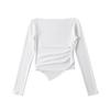 Camiseta de manga larga con hombros descubiertos estilo Pure Desire para mujer, corte ajustado, adelgazante, temperamento, hombro, suéter de punto, sentido del diseño, top irregular