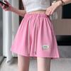 Shorts para Mujer para Primavera y Verano, Pantalones Casuales de Cintura Alta de Pierna Recta con Parches, Shorts Deportivos Holgados, Ligeramente Elásticos y Ligeros