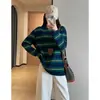 Camiseta de Manga Larga a Rayas Retro Estilo Coreano para Mujer 2026 Otoño Nueva Estilo Perezoso Holgada Casual Versátil Capa Base Superior