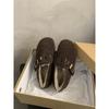 Sapatos Birkenth para Mulheres Outono/Inverno Forrado de lã 2024 Novo Estilo Coreano Estilo Francês Retro Plano Slip-on Sapatos de Algodão Quente