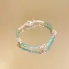 Quatro Estações em Jiangnan ~ Pulseira de Prata com Pedras Naturais Estilo Chinês Moderno para Mulheres, Pulseira Fresca e Elegante com um Toque de Luxo