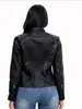 Moda europea y americana transfronteriza para mujer, AliExpress, chaqueta de cuero sintético con cuello alto, corte ajustado, prenda exterior ligera para primavera/otoño, chaqueta de motociclista para mujer