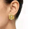 Pendientes de Aleación Florales Multicapa Transfronterizos para Mujer, Pendientes de Botón de Flor de Lujo Ligero de Gama Alta, Pendientes de Estilo Nicho Ins al por Mayor