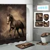 Amazon Comercio Electrónico Transfronterizo Más Vendido Impresión Digital de Alta Definición 3D Cortina de Ducha de Poliéster Impermeable Animal Caballo Venta Directa de Fábrica