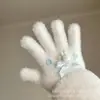 Luvas de Tricô de Pelúcia para Mulheres, Luvas de Inverno Fofas com Laço, Luvas Estudantis, Luvas Femininas com Dedos Anticongelantes para Ciclismo Quentes